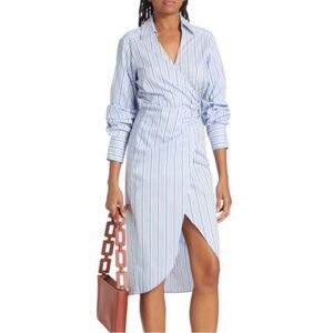 Veronica Beard Striped Blue and White Wrap Dress
